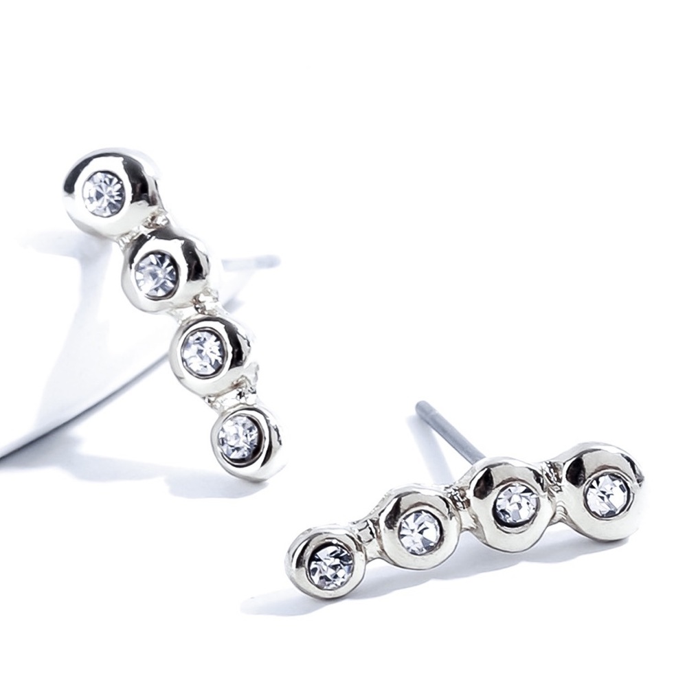 Silver Crystal Mini Ear Crawlers - Picture 5 of 7